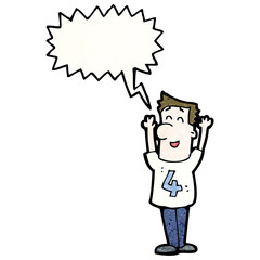 cartoon man in number four shirt
