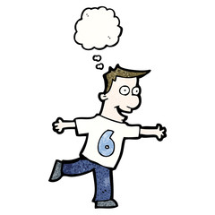cartoon man in number six shirt