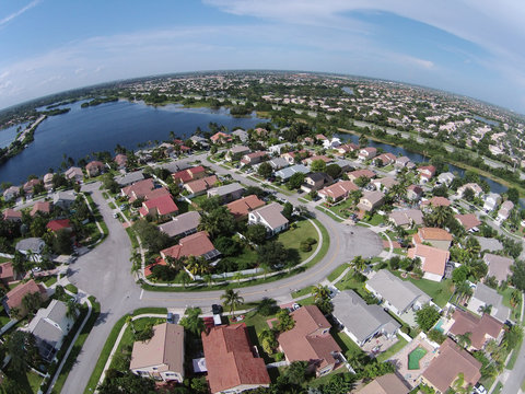 Suburban homes in Florida aerial