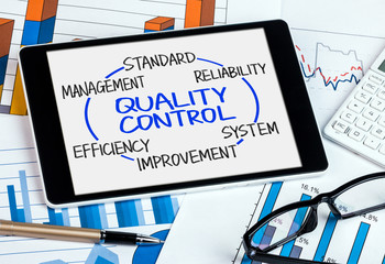 quality control concept diagram hand drawn on tablet pc