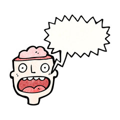 open brain head cartoon