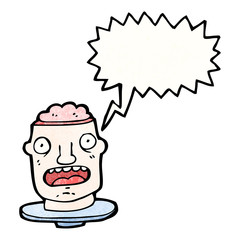 open brain head cartoon