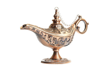 Aladdin magic lamp isolated on white