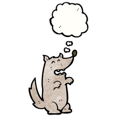 cartoon wolf with thought bubble