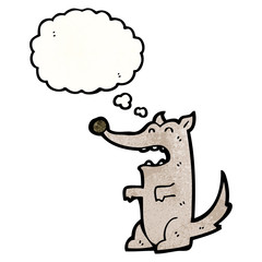 cartoon wolf with thought bubble