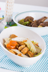 fried tofu with chinese pechay and oyster sauce