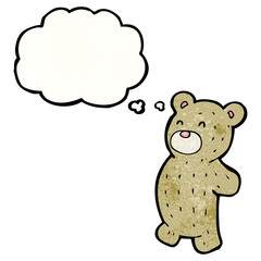 cartoon teddy bear with thought bubble