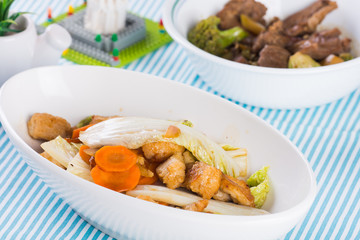 fried tofu with chinese pechay and oyster sauce