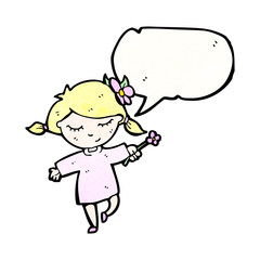 cartoon woman with flower