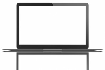 Silver Laptop with blank white screen