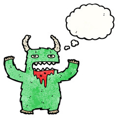 cartoon monster with thought bubble