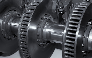 Wheels of a steam locomotive