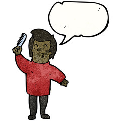 cartoon man combing hair