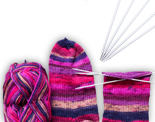 Stricksocken und Zubehör
