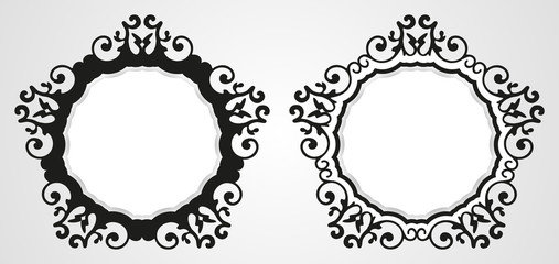 Vintage calligraphy decorative background, vector retro antique blank royal baroque border frame set