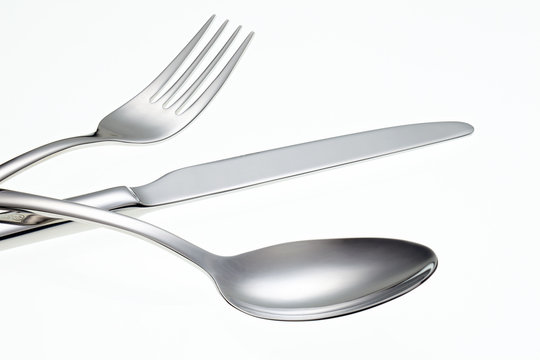 Fork, Knife and Spoon isolated on white background.