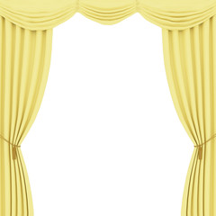 yellow curtains on white background