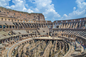 Fototapeta na wymiar The Colosseum from Rome, Italy. Detail from inside.