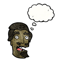 cartoon man with shocked expression and thought bubble