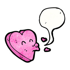 cartoon heart kissing