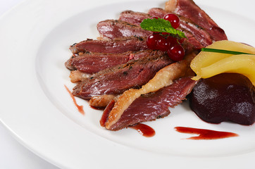 Duck breast in wine sauce