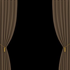  brown curtains on black background