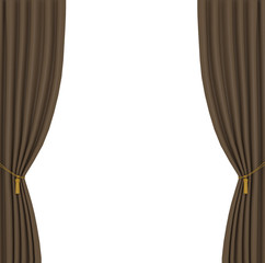  brown curtains on white background