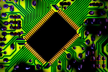 Circuit board.
Image of an electronic circuit board.