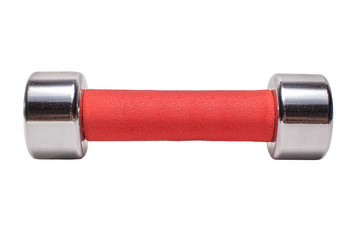 red dumbbell 1 kg on a white background