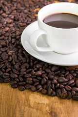 Coffee cup on a wooden table