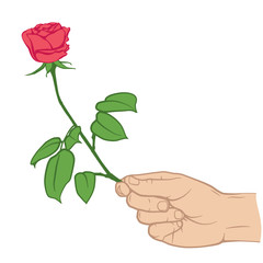 Hand Holding Flower Rose