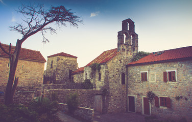 Fototapeta premium View of the old town of Budva in summertime. Montenegro.