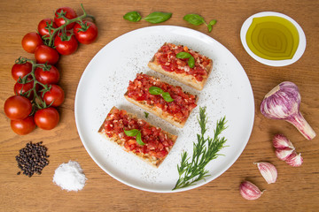 Bruschetta with fresh ingredients