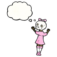 cartoon woman with skull mask
