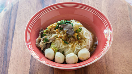 Pork noodle soup, Thai style