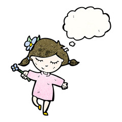 cartoon girl with flower