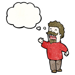 cartoon bearded man with idea
