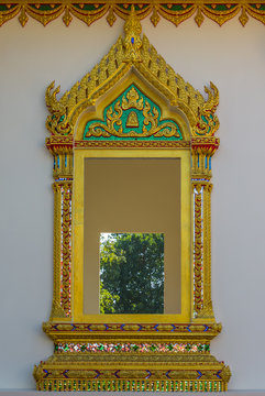 Thai Temple, Wall Thai and Thai Pattern Design on wall ,Traditional Ornament Paint on Temple wall