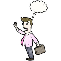 cartoon panicking businessman