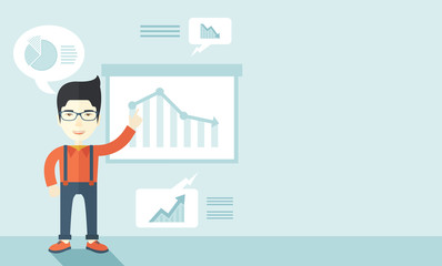 Finance officer showing a finance chart.