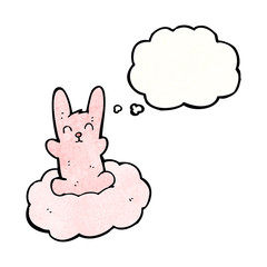 cartoon little rabbit on cloud