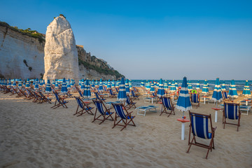 Panorama of Vieste beach, Gargano natural park, Puglia, Italy