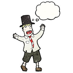 cartoon crazy hobo man in top hat