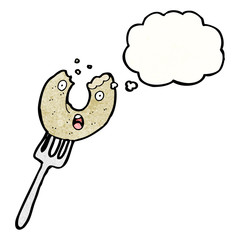 cartoon donut on fork