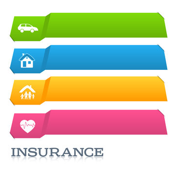 Insurance horizontal banner page title cut tabs effect