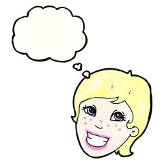 happy cartoon woman