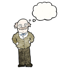 cartoon grandfather with thought bubble