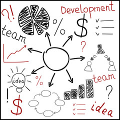 hand drawn business background in black and red