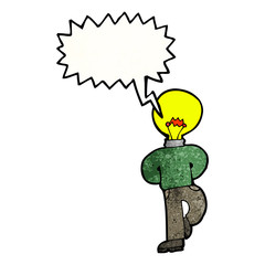 cartoon light bulb head man