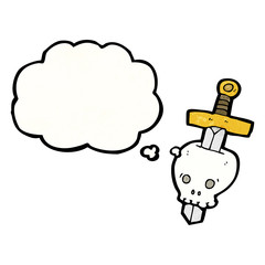 cartoon sword in skull